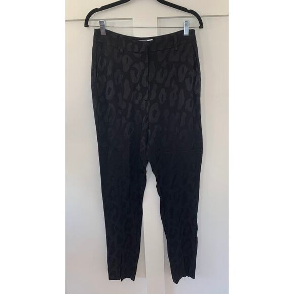 Anine Bing Leopard Pants Animal Print Black Size 36 Straight Leg Pockets Gothic - Picture 1 of 5